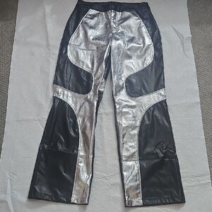 Silver and Black Flared Pants